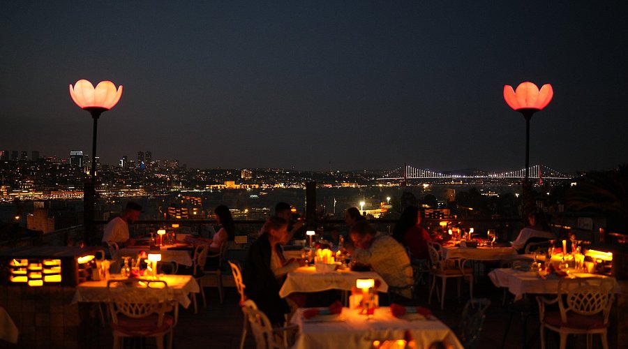 Romantic Decorated Table on Luco Restaurant with Sea View